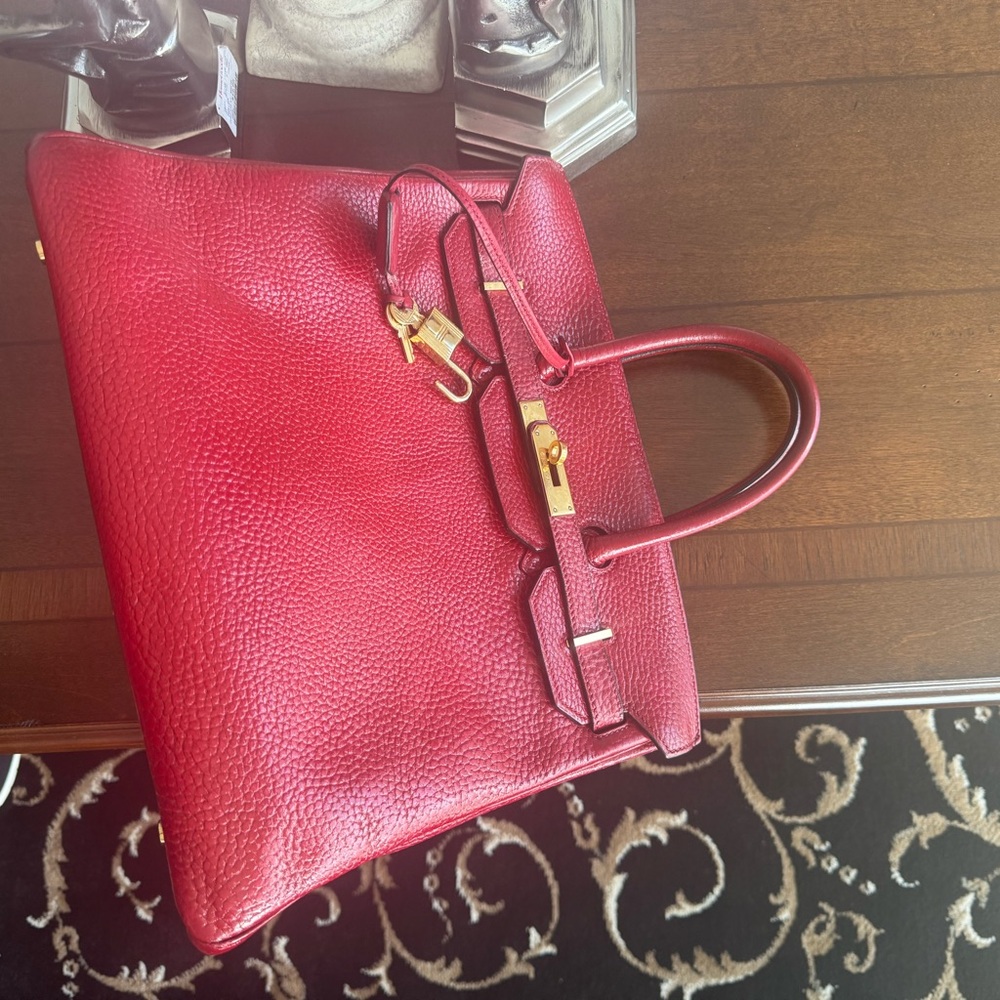 Hermes Haute a Courroies size 32cm - RED REPAINTED - Picture 15 of 17